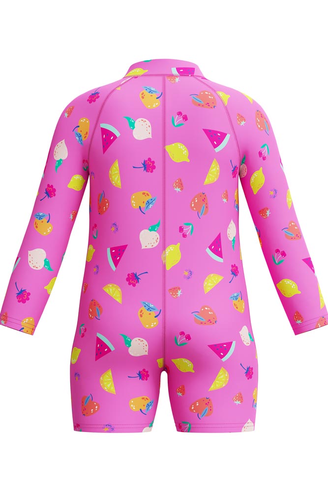 Speedo Toddler Girls Long Sleeve Zip Front Sunsuit - Fruity