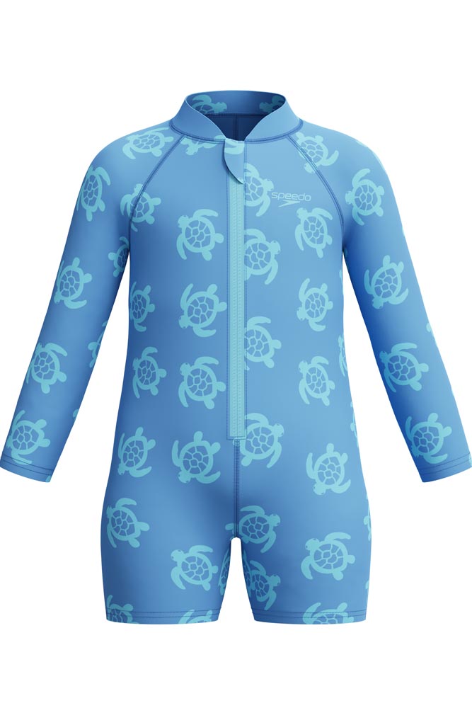 Speedo Toddler Boys Long Sleeve Zip Front Sunsuit - Turtle