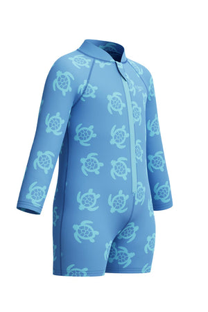 Speedo Toddler Boys Long Sleeve Zip Front Sunsuit - Turtle