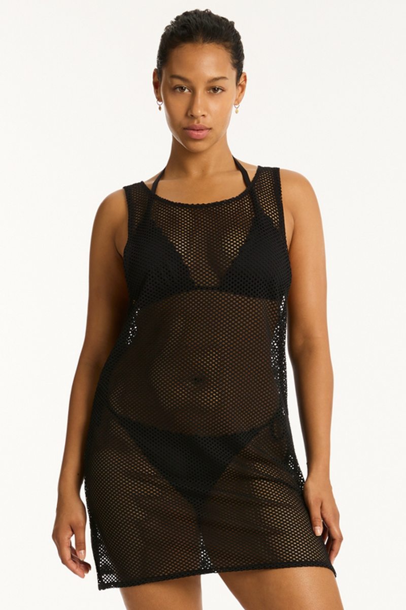 Sea Level Mesh Sleeveless Coverup - Surf