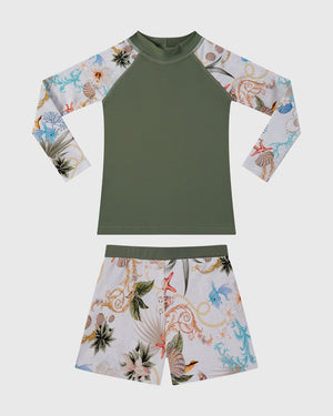 Aqua Blu Boys Long Sleeve Rash Vest Set - Playa