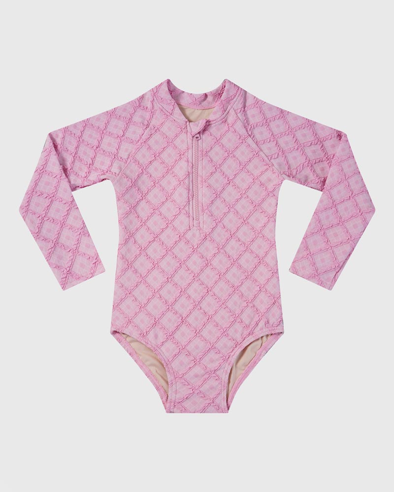 Aqua Blu Toddler Girls Long Sleeve One Piece - Stepping Stones