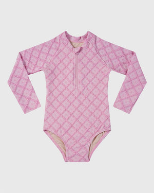 Aqua Blu Toddler Girls Long Sleeve One Piece - Stepping Stones