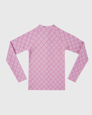 Aqua Blu Little Girls Long Sleeve Rash Vest - Stepping Stones