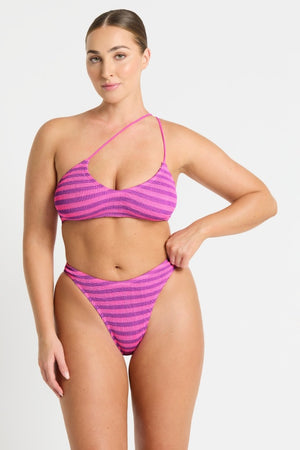 Bond-eye Selena Crop - Cerise Stripe