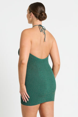 Bond-eye Imogen Dress - Bottle Green Lurex