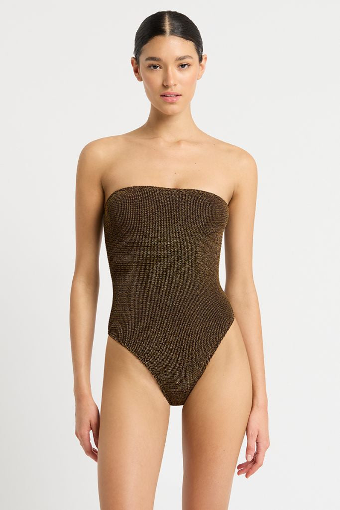 Bond-eye The Fane One Piece - Cocoa Lurex