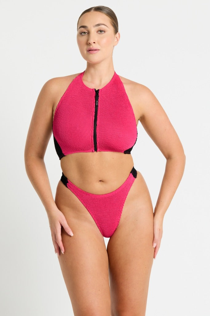 Bond-eye Splice Irina Crop - Raspberry Black