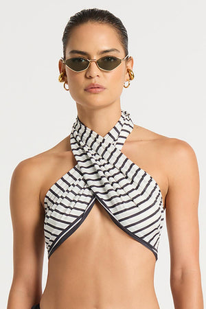 Bond-eye Kaia Sarong - Black Dot Stripe