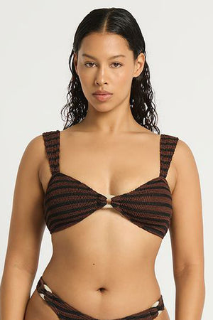 Bond-Eye Ring Delphi Crop - Carob/Black