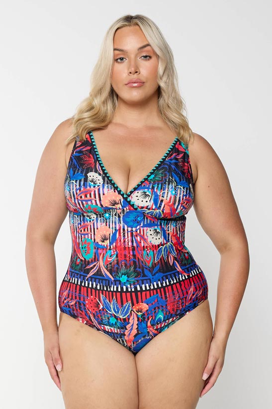 Capriosca V Neck One Piece - Barbados