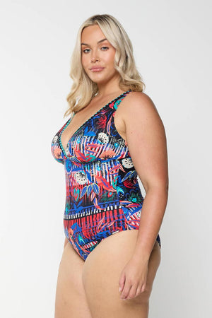 Capriosca V Neck One Piece - Barbados