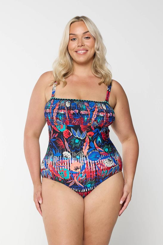 Capriosca Shirred Bandeau One Piece - Barbados