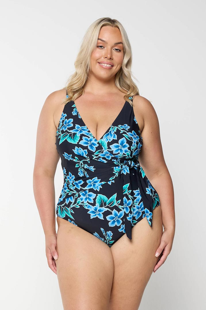 Capriosca Waist Tie One Piece - Bahamas Blue