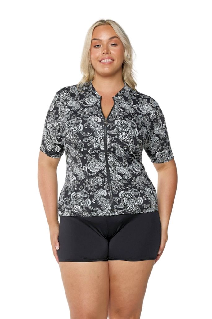 Capriosca Short Sleeve Rash Vest - Mono Paisley