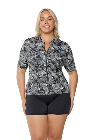 Capriosca Short Sleeve Rash Vest - Mono Paisley