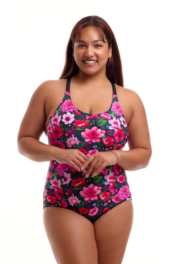 Funkita Ladies Brace Me Back One Piece - Garden Glow