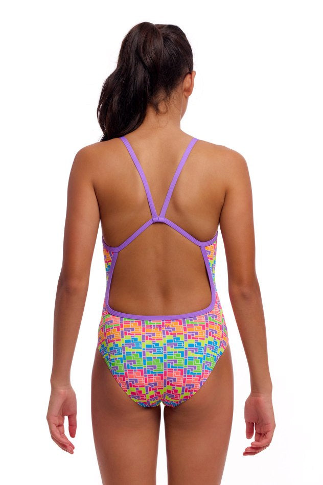 Funkita Girls Single Strap One Piece - Jig Jag