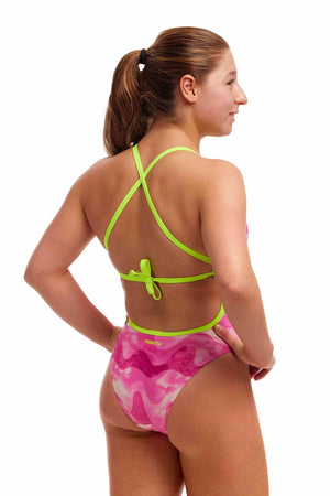 Funkita Girls Tie Me Tight Girls One Piece - Pink Caps