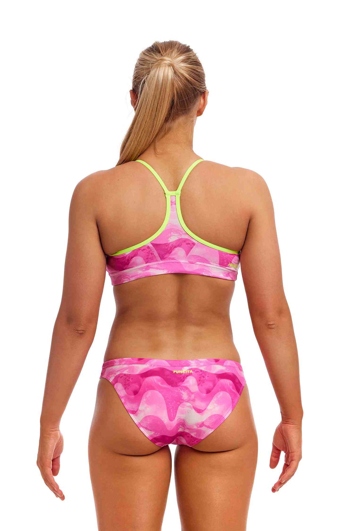Funkita Ladies Swim Crop Top - Pink Caps