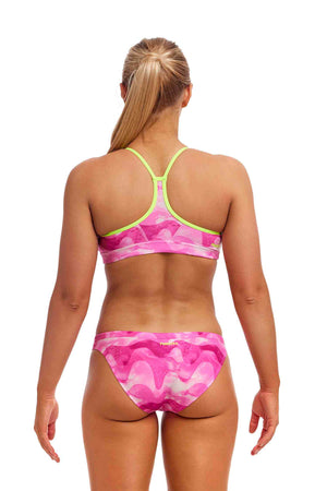 Funkita Ladies Swim Crop Top - Pink Caps