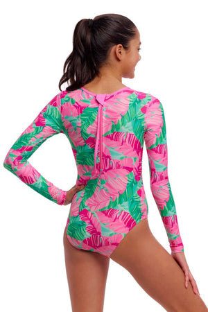 Funkita Girls Long Shot One Piece Tropic Palm