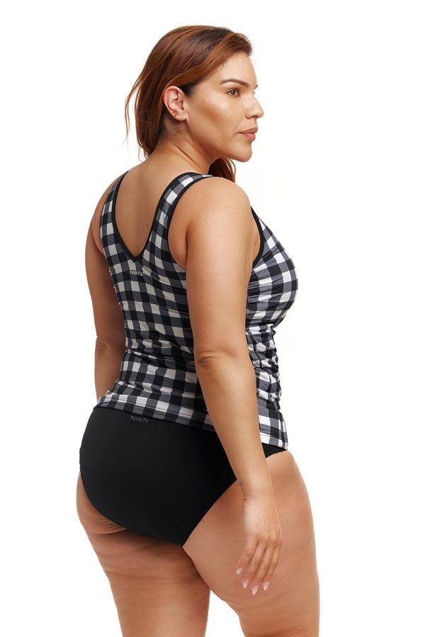 Funkita Ladies Zip Front Tankini Top - Check Deck
