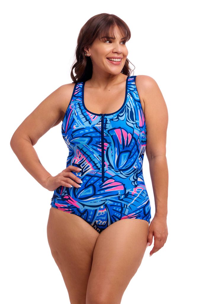 Funkita Ladies Zip Front One Piece Soaring Hi