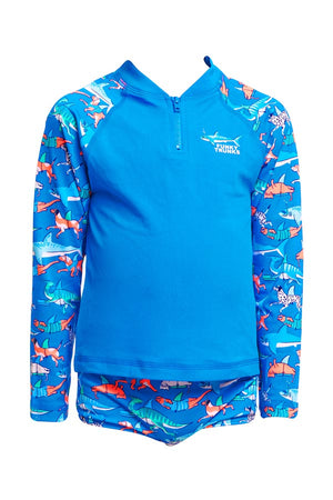 Funky Trunks Toddler Boys Zippy Rash Vest - Fin Swimming