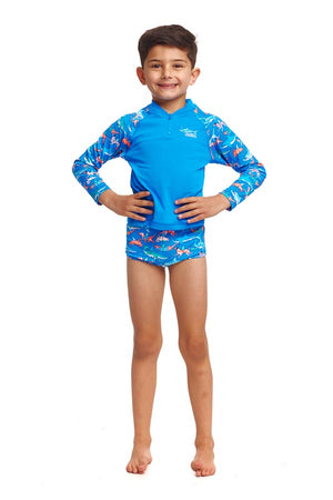 Funky Trunks Toddler Boys Zippy Rash Vest - Fin Swimming