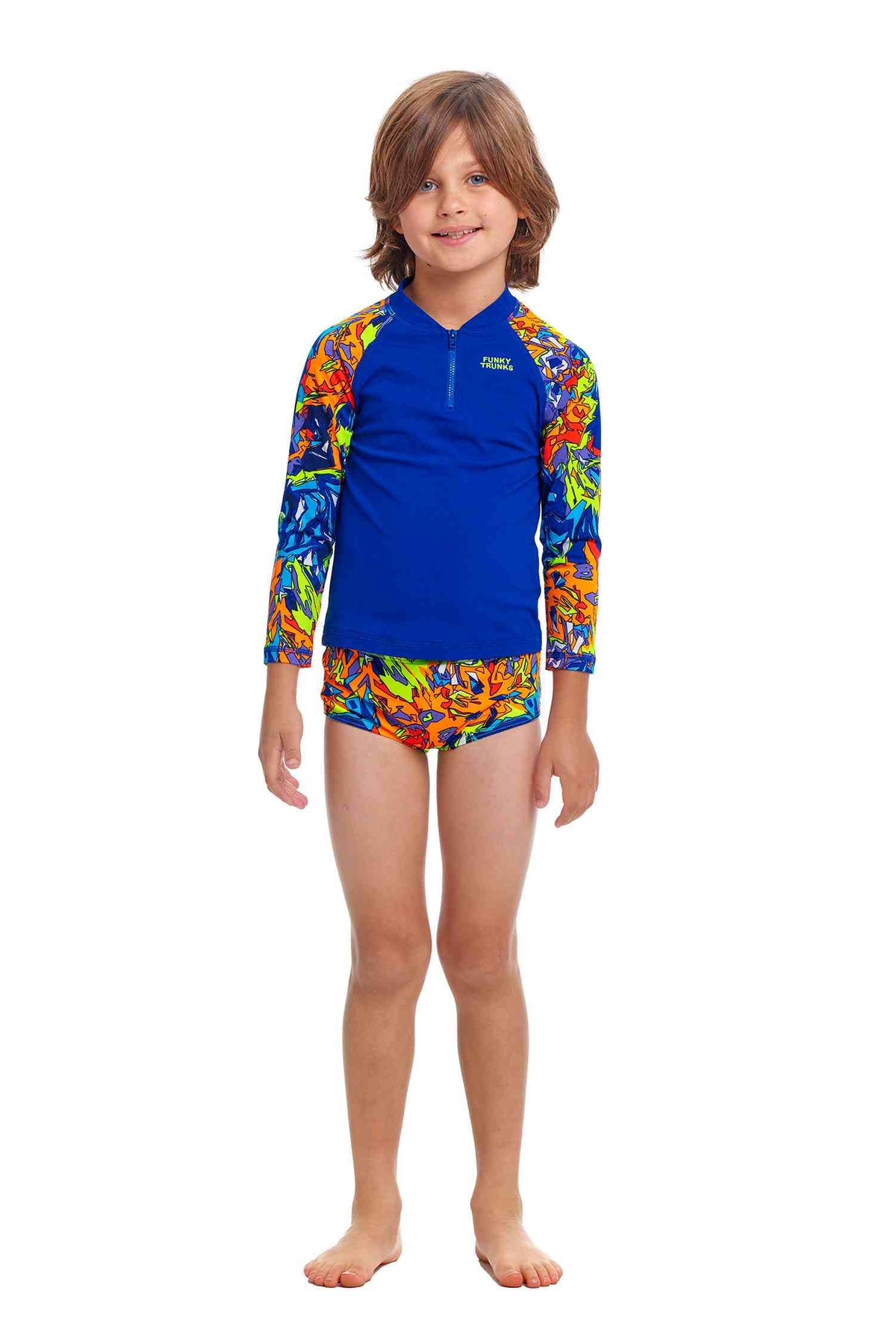Funky Trunks Toddler Boys Zippy Rash Vest - Mixed Mess