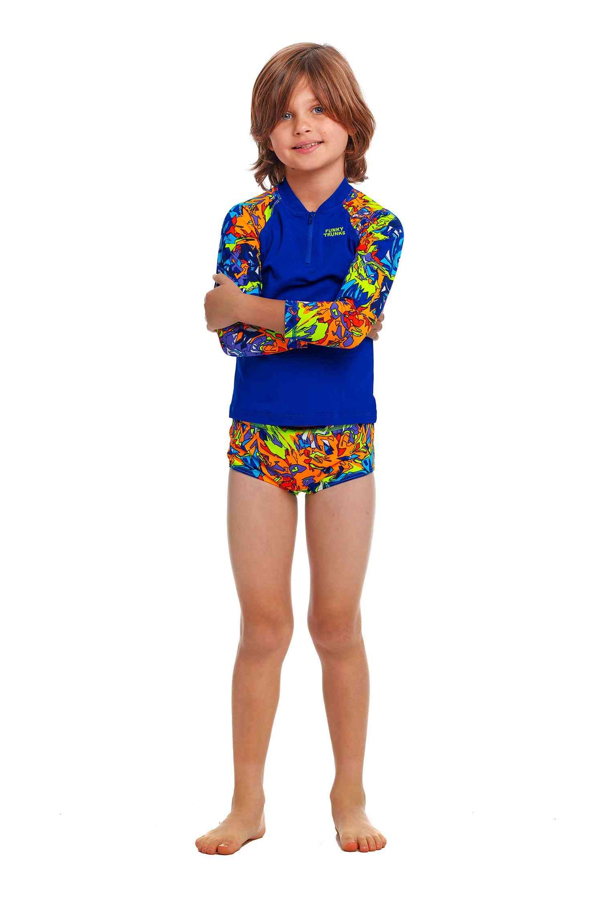 Funky Trunks Toddler Boys Zippy Rash Vest - Mixed Mess
