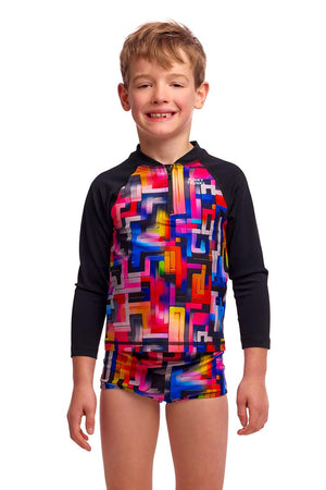 Funky Trunks Toddler Boys Zippy Rash Vest - Putty Rules