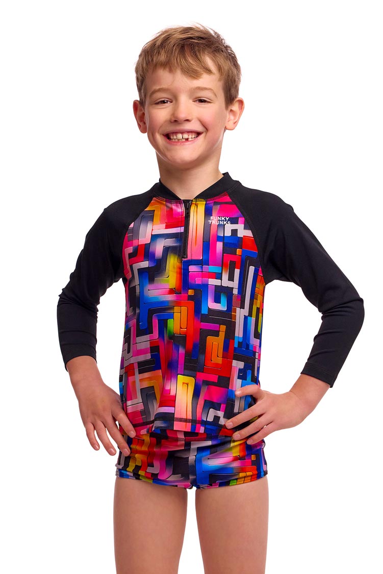 Funky Trunks Toddler Boys Zippy Rash Vest - Putty Rules