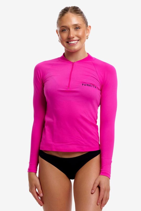 Funkita Ladies Long Sleeve Rash Vest - Still Pink