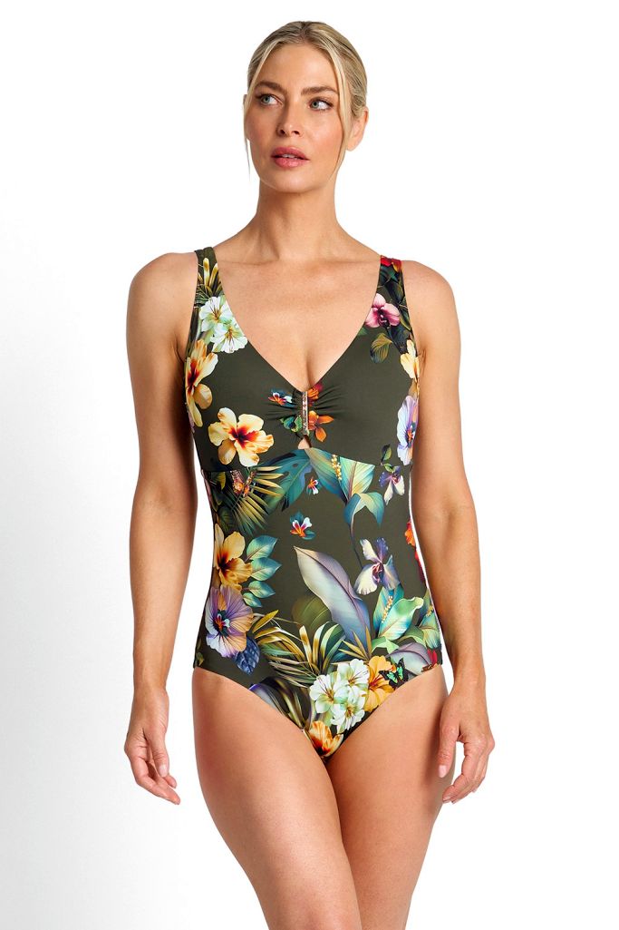 Jantzen DD/E Bar Front One Piece - Hibiscus