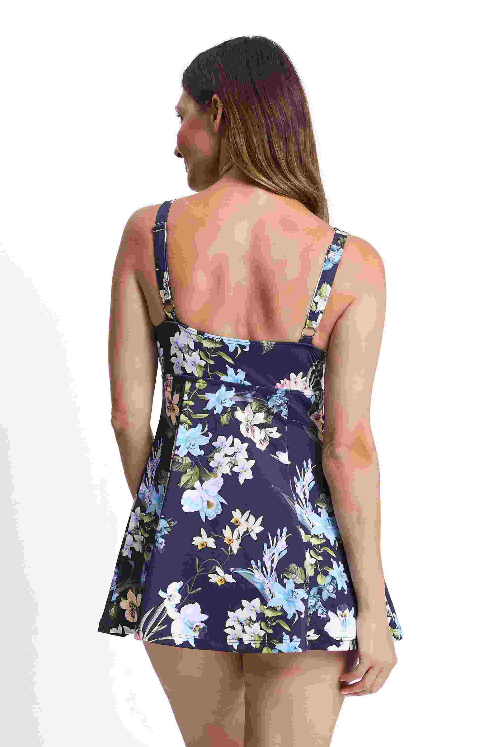Jantzen Mesh Ruffle Swim Dress - Aster