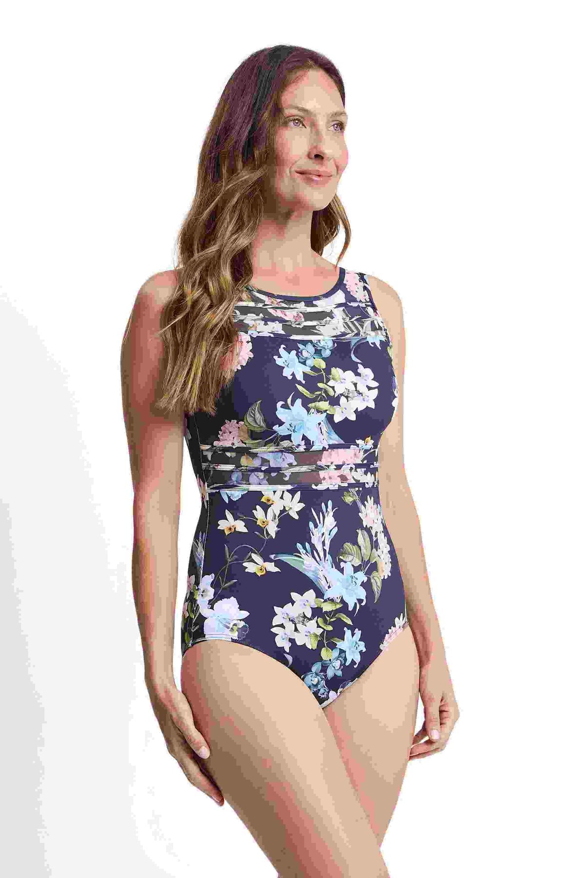 Jantzen Mesh High Neck Mastectomy One Piece - Aster