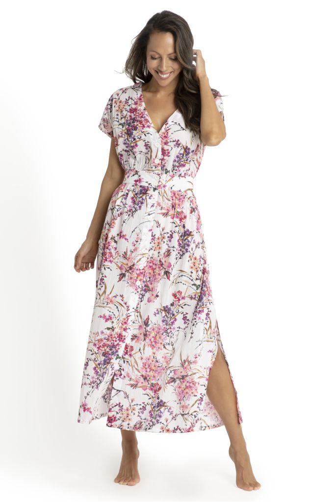 Jantzen Wrap Button Through Dress - Flora