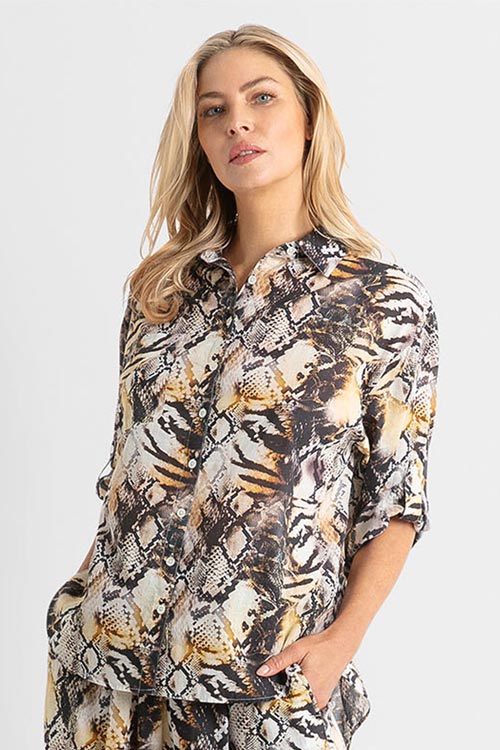 Jantzen Painter Top Button Through Shirt - Sahara