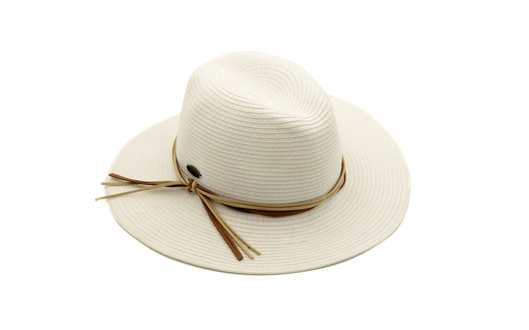 Kato Design Panama Hat With Faux Leather Tie