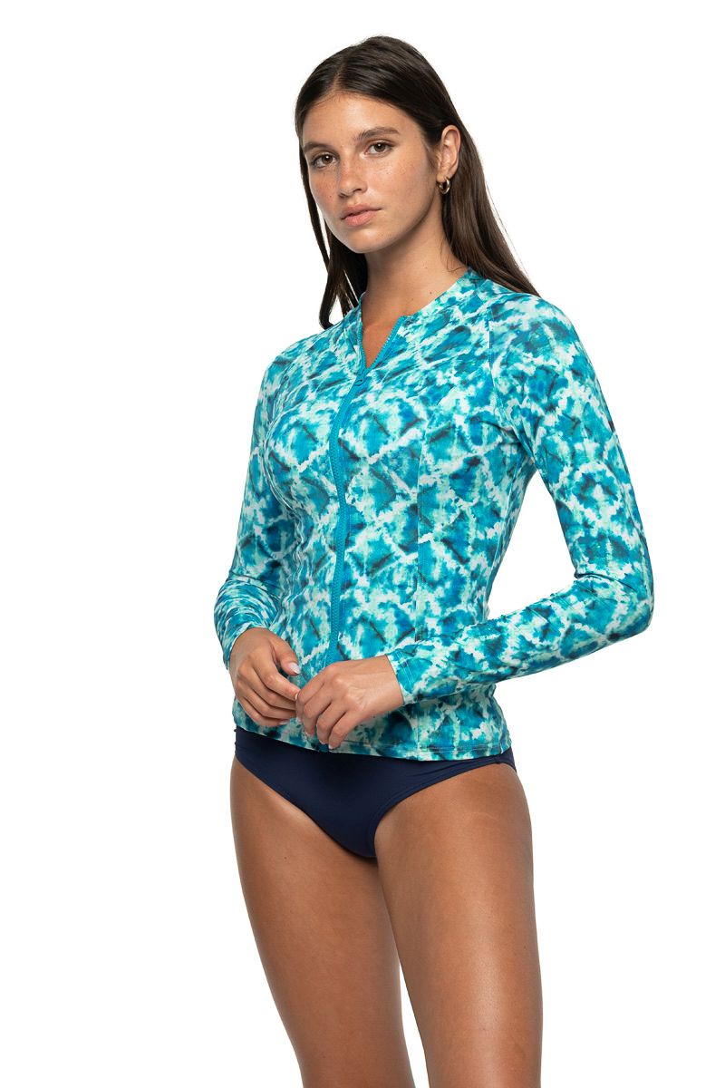 Niptuck Yolanda Longsleeve Zip Rashvest - Celestial Waters