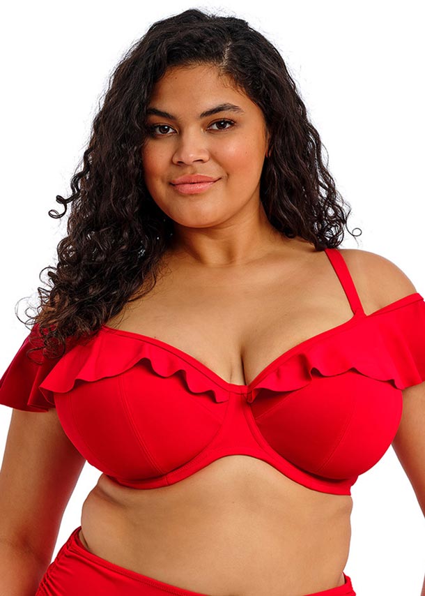 Elomi Underwire Plunge Bikini Top w Frill - Plain Sailing