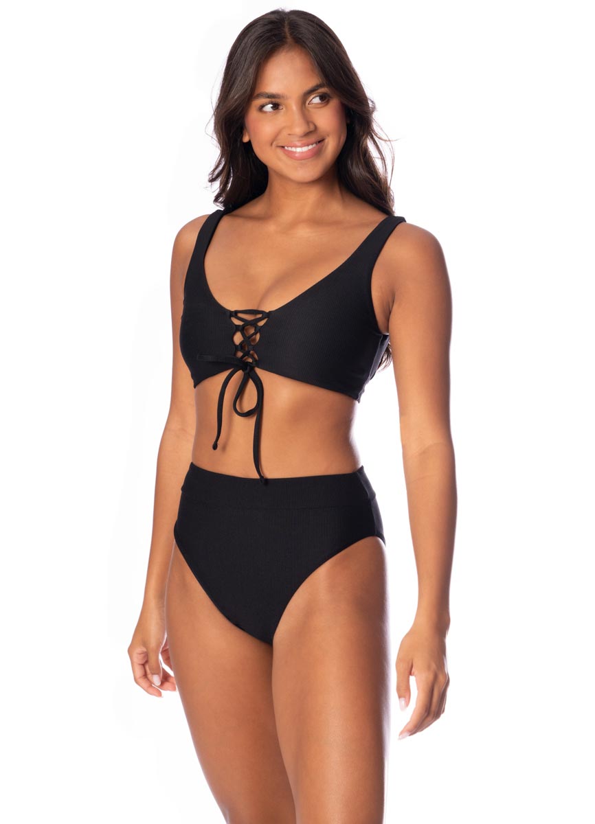 Maaji Allure Long Line Tri Top - Jade Black