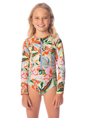 Maaji Miku Girls Long Sleeve One Piece - Neon Leafy