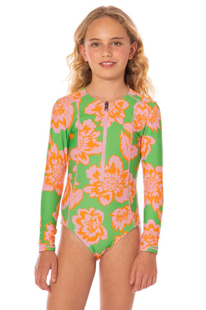 Maaji Girls Miku Long Sleeve One Piece - Sunset Petals