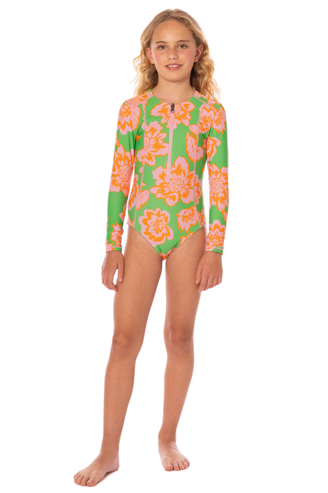 Maaji Girls Miku Long Sleeve One Piece - Sunset Petals