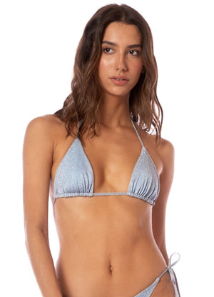 Maaji Balmy Sliding Triangle Bikini Top - Silver Blue