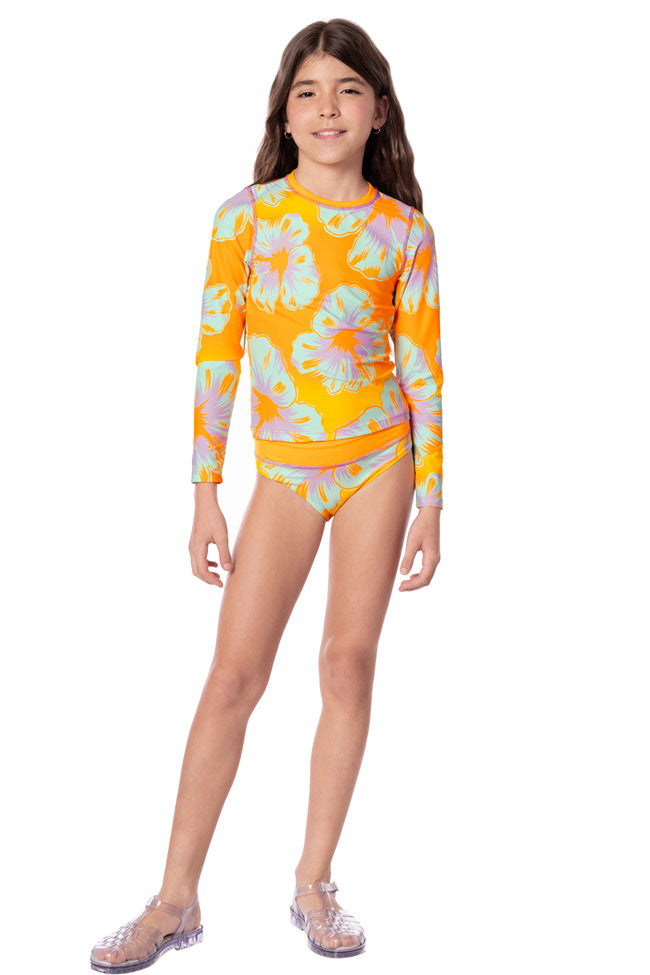 Maaji Girls Odyssey Long Sleeve Rashguard Set - Hawaiian Floral