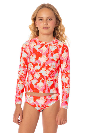 Maaji Girls Odyssey Long Sleeve Rashguard Set - Floral Rush